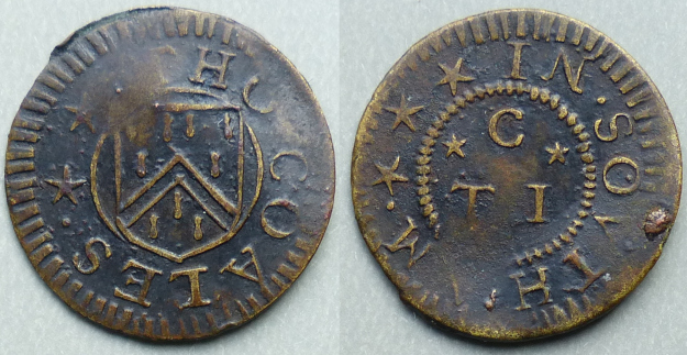 Southam, Tho Coales farthing token Southam, Tho Coales farthing token